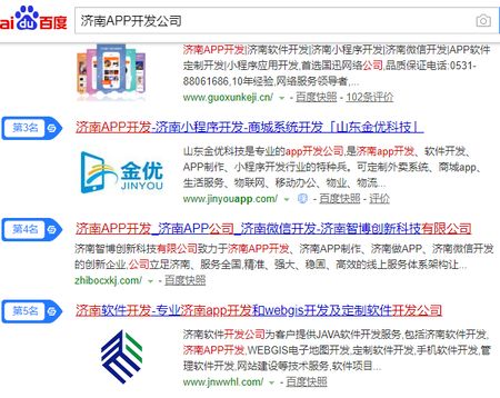 【济南AAP开发公司】关键排名百度首页第五